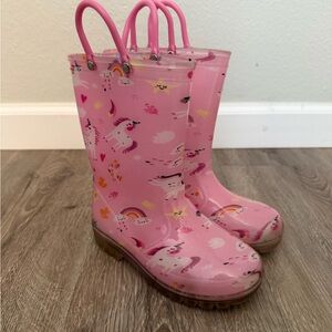Pink Unicorn Kids Rain Boots